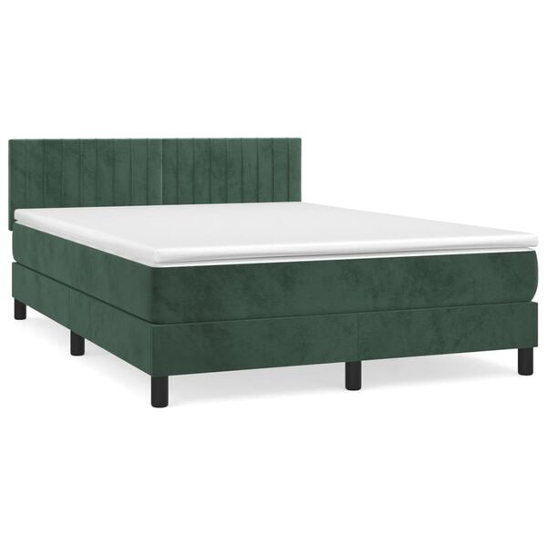 vidaXL Boxspringbett mit Matratze Dunkelgr&uuml;n 140x190 cm Samt