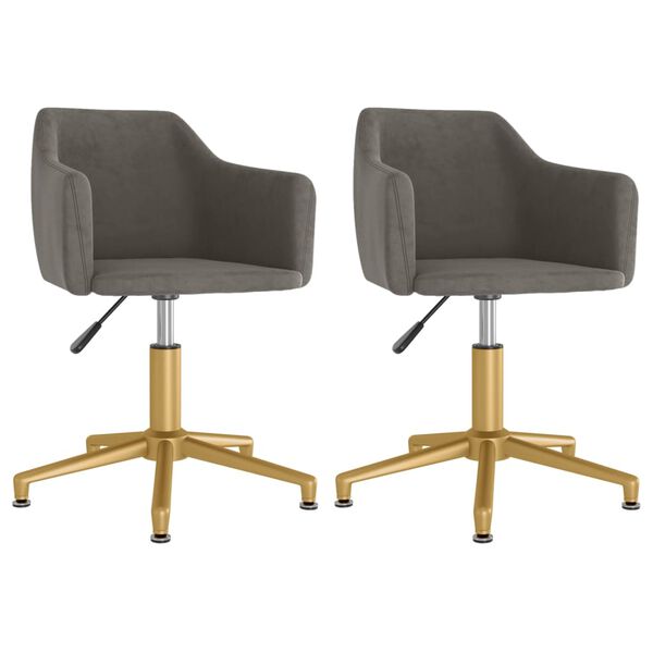 vidaXL Esszimmerst&uuml;hle 2 Stk. Drehbar Dunkelgrau Samt