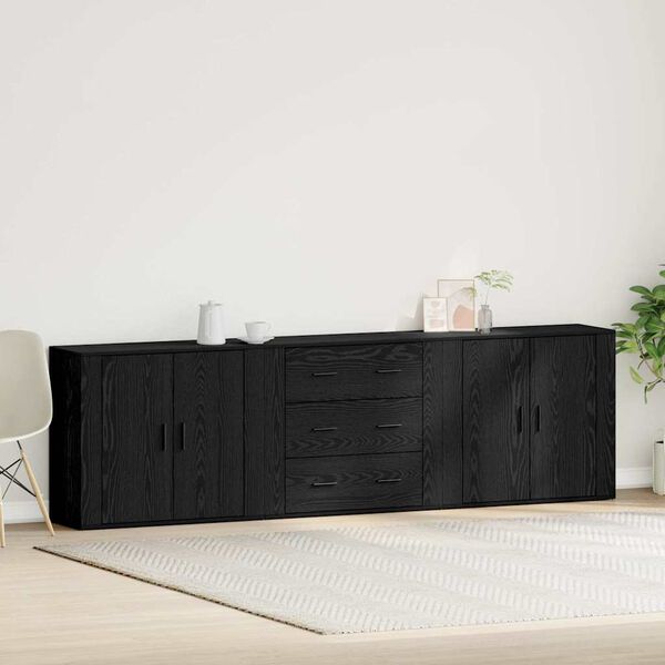 vidaXL Sideboard Schwarz Eichen-Optik 240 x 33 x 70 cm Holzwerkstoff