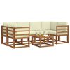 vidaXL Outdoor-Sofagarnitur mit Kissen 7 pcs Natur und Creme