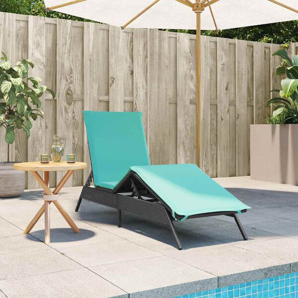 vidaXL Sonnenliege mit Kissen Schwarz Poly Rattan