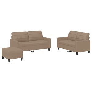 vidaXL 3-tlg. Sofagarnitur mit Kissen Cappuccino-Braun Kunstleder