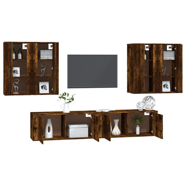 vidaXL 6-tlg. TV-Schrank-Set R&auml;uchereiche Holzwerkstoff