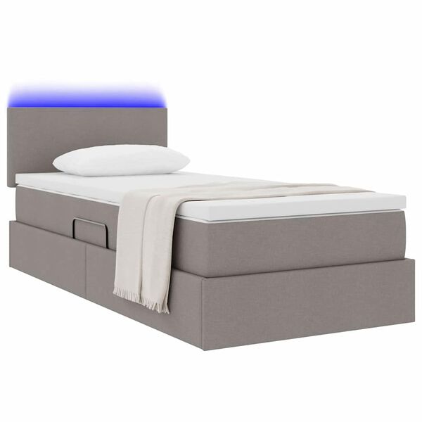 vidaXL Bett mit Stauraum und LED mit Matratze Taupe 100 x 200 cm Stoff