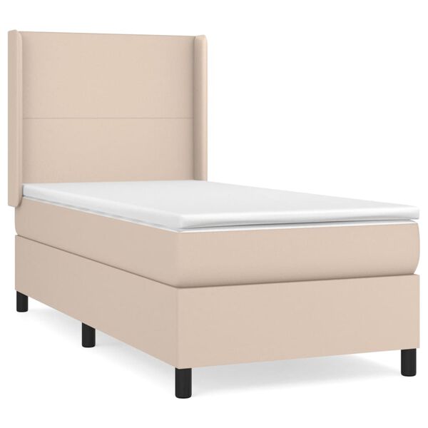 vidaXL Boxspringbett mit Matratze Cappuccino-Braun 90x200cm Kunstleder