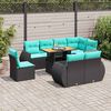 vidaXL 9-tlg. Garten-Sofagarnitur mit Kissen Schwarz Poly Rattan