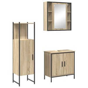vidaXL Badezimmerm&ouml;bel-Set 3 Stk. Braun 60 x 30 x 60 cm Holzwerkstoff