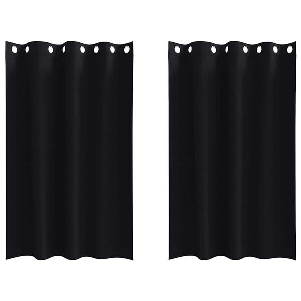 vidaXL Verdunkelungs-Vorh&auml;nge mit Ringen 2 pcs Schwarz 175 x 140 cm