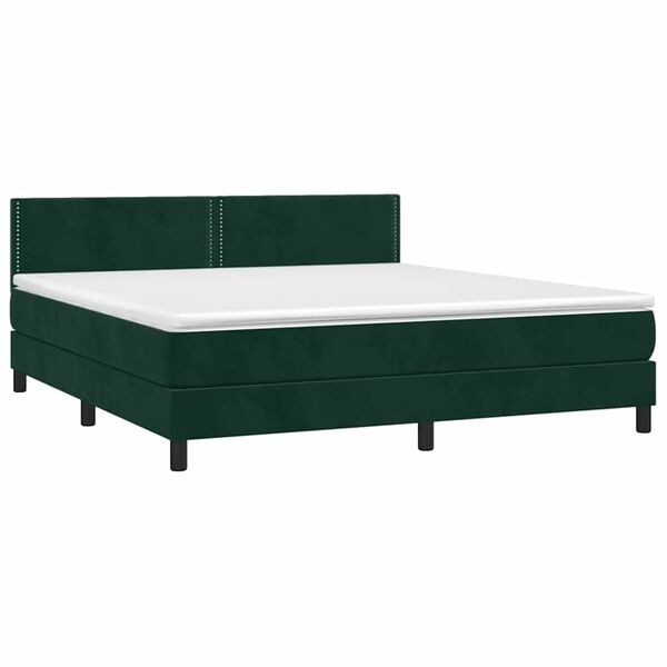 vidaXL Boxspringbett mit Matratze Dunkelgr&uuml;n 160x200 cm Samt