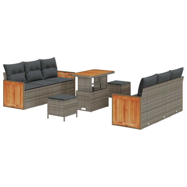 vidaXL Garten-Sofa-Set mit Kissen 9 pcs Grau