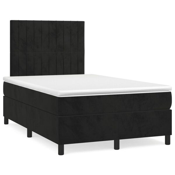vidaXL Boxspringbett mit Matratze & LED Schwarz 120x190 cm Samt