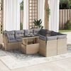 vidaXL 9-tlg. Garten-Sofagarnitur mit Kissen Beige Poly Rattan