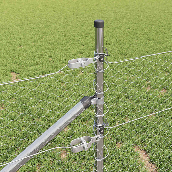 vidaXL Zaunpfosten Silber 50 x 1 m (25 mm Maschenweite) Stahl