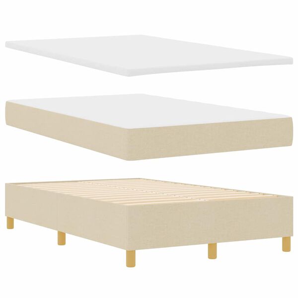 vidaXL Boxspringbett mit Matratze Creme 120 x 190 cm Stoff
