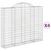 vidaXL Gabionen mit Hochbogen 4 Stk. 200x30x160/180cm Verzinktes Eisen