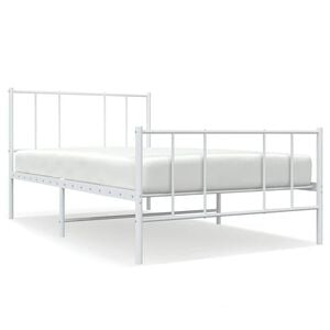 vidaXL Bettgestell mit Kopf- und Fu&szlig;teil Metall Wei&szlig; 75x190 cm