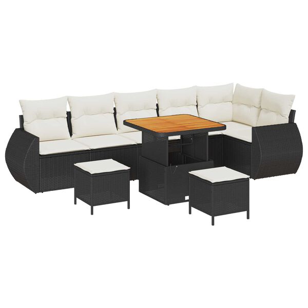 vidaXL Garten-Sofa-Set 9 pcs Schwarz Poly-Rattan