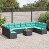 vidaXL Gartensofa-set mit Kissen 11 pcs Schwarz Poly-Rattan