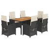 vidaXL 7-tlg. Garten-Essgruppe mit Kissen Schwarz Poly Rattan