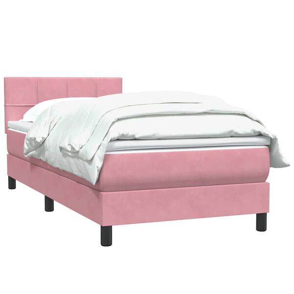 vidaXL Boxspringbett mit Matratze Rosa 100x220 cm Samt