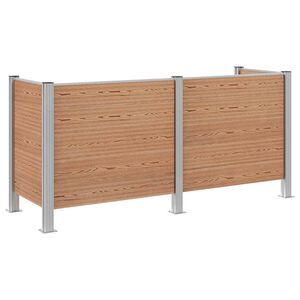 vidaXL M&uuml;lltonnenzaun Braun 237 x 85 x 115 cm Aluminium und WPC