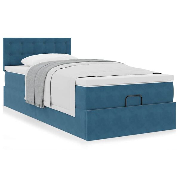 vidaXL Ottoman-Bett mit Matratze Dunkelblau 100x200 cm Samt