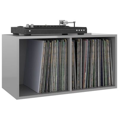 vidaXL Schallplatten-Aufbewahrungsbox Hochglanz-Grau 71x34x36 cm