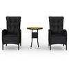 vidaXL 3-tlg. Garten-Bistro-Set Poly Rattan Schwarz