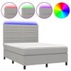 vidaXL Boxspringbett mit Matratze & LED Hellgrau 140x190 cm Stoff