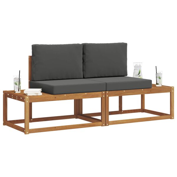 vidaXL Outdoor-Sofagarnitur mit Kissen 2 pcs Natur