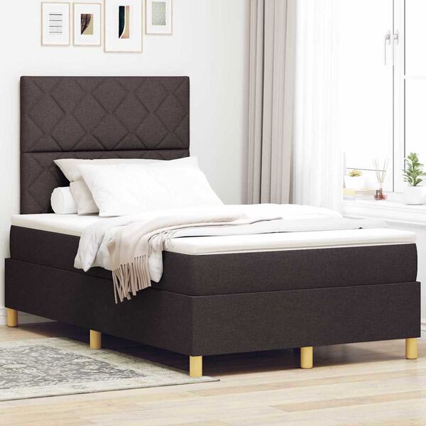 vidaXL Boxspringbett mit Matratze Dunkelbraun 120 x 190 cm Stoff