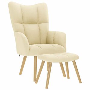 vidaXL Relaxsessel mit Hocker Creme Stoff