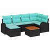 vidaXL Gartensofa-set 7 stk. Schwarz und T&uuml;rkis Poly-Rattan