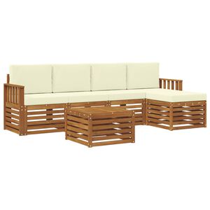 vidaXL Outdoor-Sofagarnitur mit Kissen 6 pcs Natur und Creme