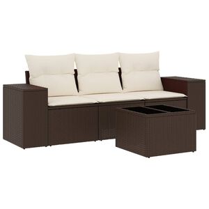 vidaXL 4-tlg. Garten-Sofagarnitur mit Kissen Braun Poly Rattan