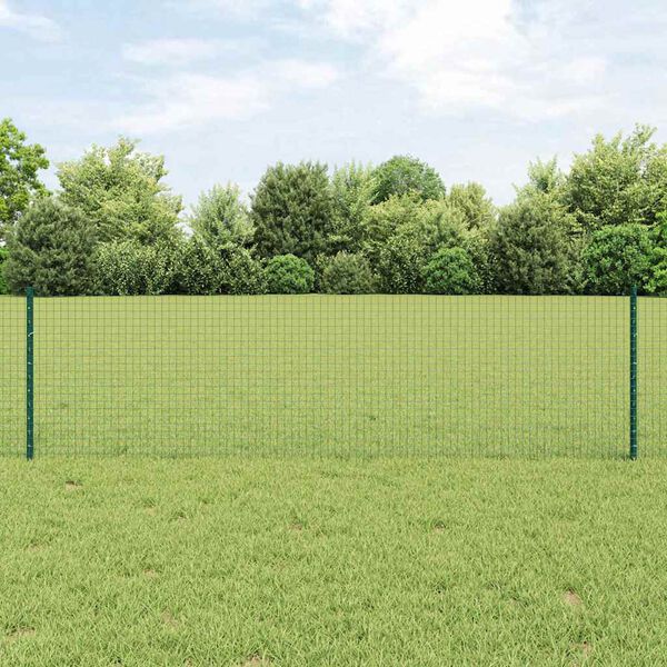 vidaXL Zaun mit Pfosten Gr&uuml;n 0,6 x 10 m Stahl und PVC