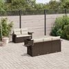 vidaXL 6-tlg. Garten-Sofagarnitur mit Kissen Braun Poly Rattan