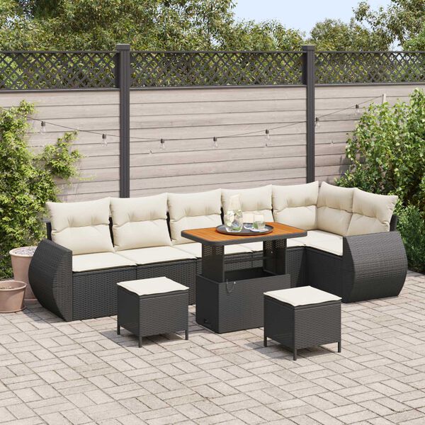 vidaXL Gartensofa-set 9 pcs Schwarz Poly-Rattan