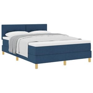 vidaXL Boxspringbett mit Matratze mit Kopfteil Blau 140 x 190 cm Stoff