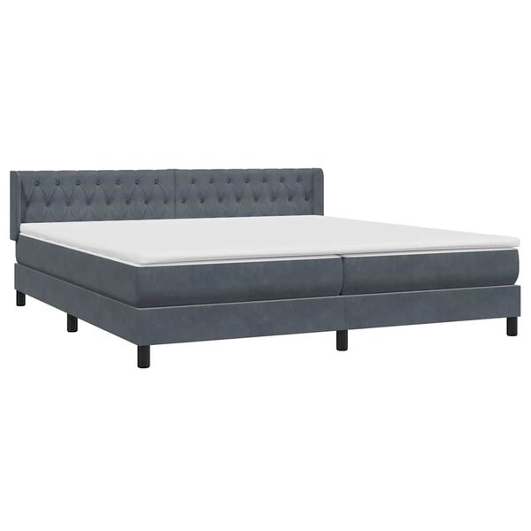 vidaXL Boxspringbett mit Matratze Dunkelgrau 180x210 cm Samt