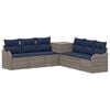 vidaXL Sofa Set 7 stk. Grau und Marineblau Polyrattan und Stahl