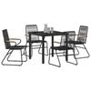 vidaXL Garten Essgruppe 5 pcs Schwarz Pulverbeschichteter Stahl