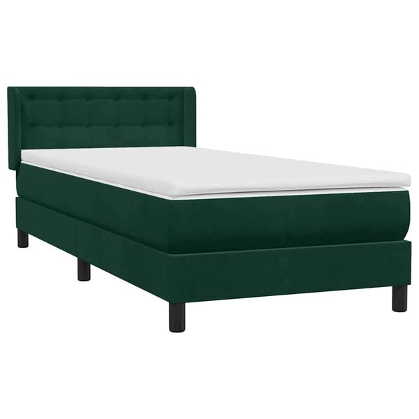 vidaXL Boxspringbett mit Matratze Dunkelgr&uuml;n 80x220 cm Samt