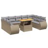 vidaXL 10-tlg. Garten-Sofagarnitur mit Kissen Beige Poly Rattan