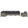 vidaXL 7-tlg. Garten-Lounge-Set mit Kissen Grau Poly Rattan