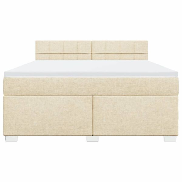 vidaXL Boxspringbett mit Matratze Creme 180x200 cm Stoff