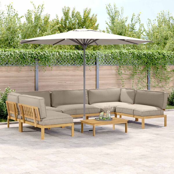 vidaXL Sofa Set mit Kissen Uni 6 pcs Taupe Massivholz Akazie