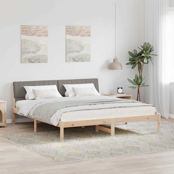 vidaXL Bettgestell Braun und Taupe 180 x 200 cm Massivholz Kiefer