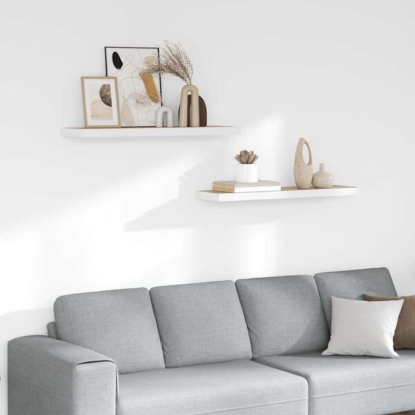 vidaXL Schweberegale 2 Stk. Eichen-Optik und Wei&szlig; 80x23,5x3,8 cm MDF