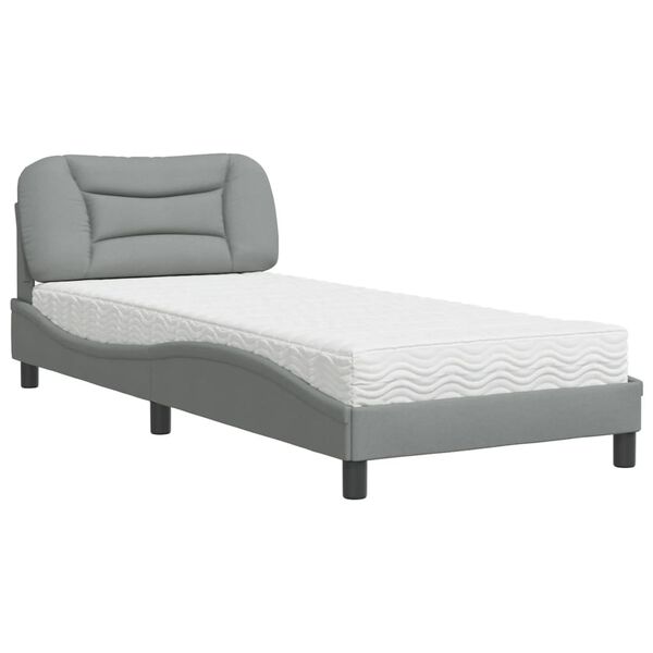 vidaXL Bett mit Matratze "Hvar" Hellgrau 80x200 cm Stoff